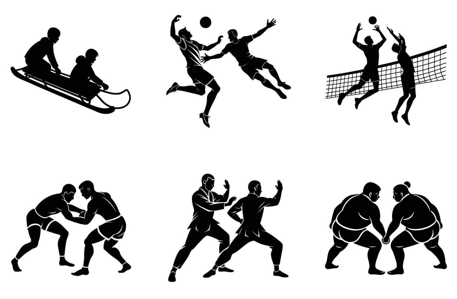 Elegant sports illustrations in silhouette style vector