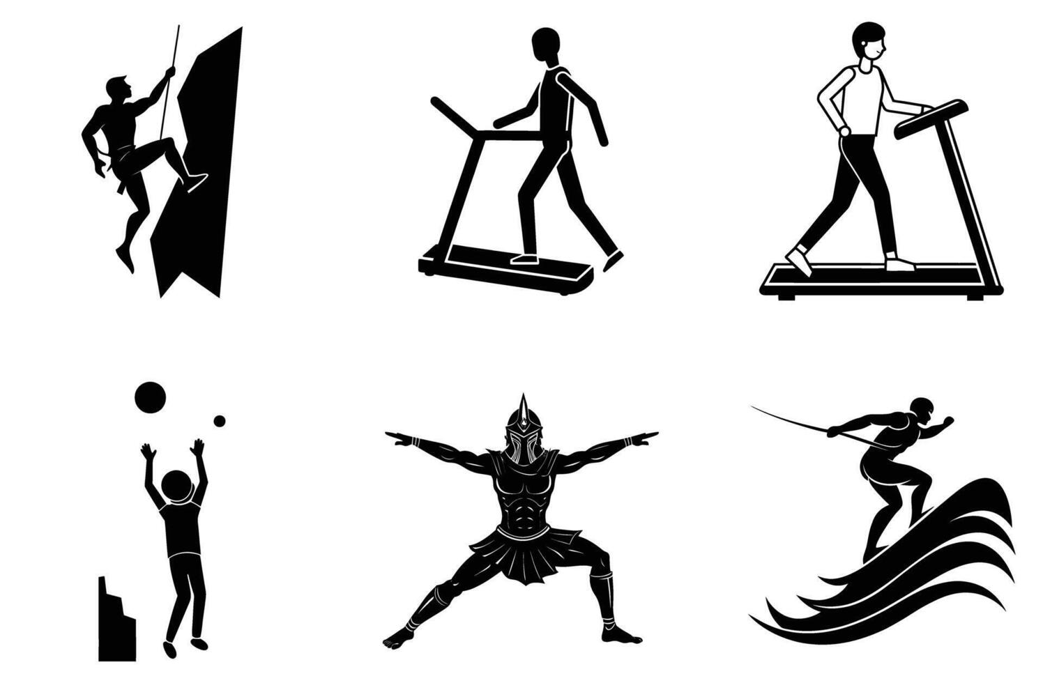 Stylized dynamic sports silhouettes bundle vector