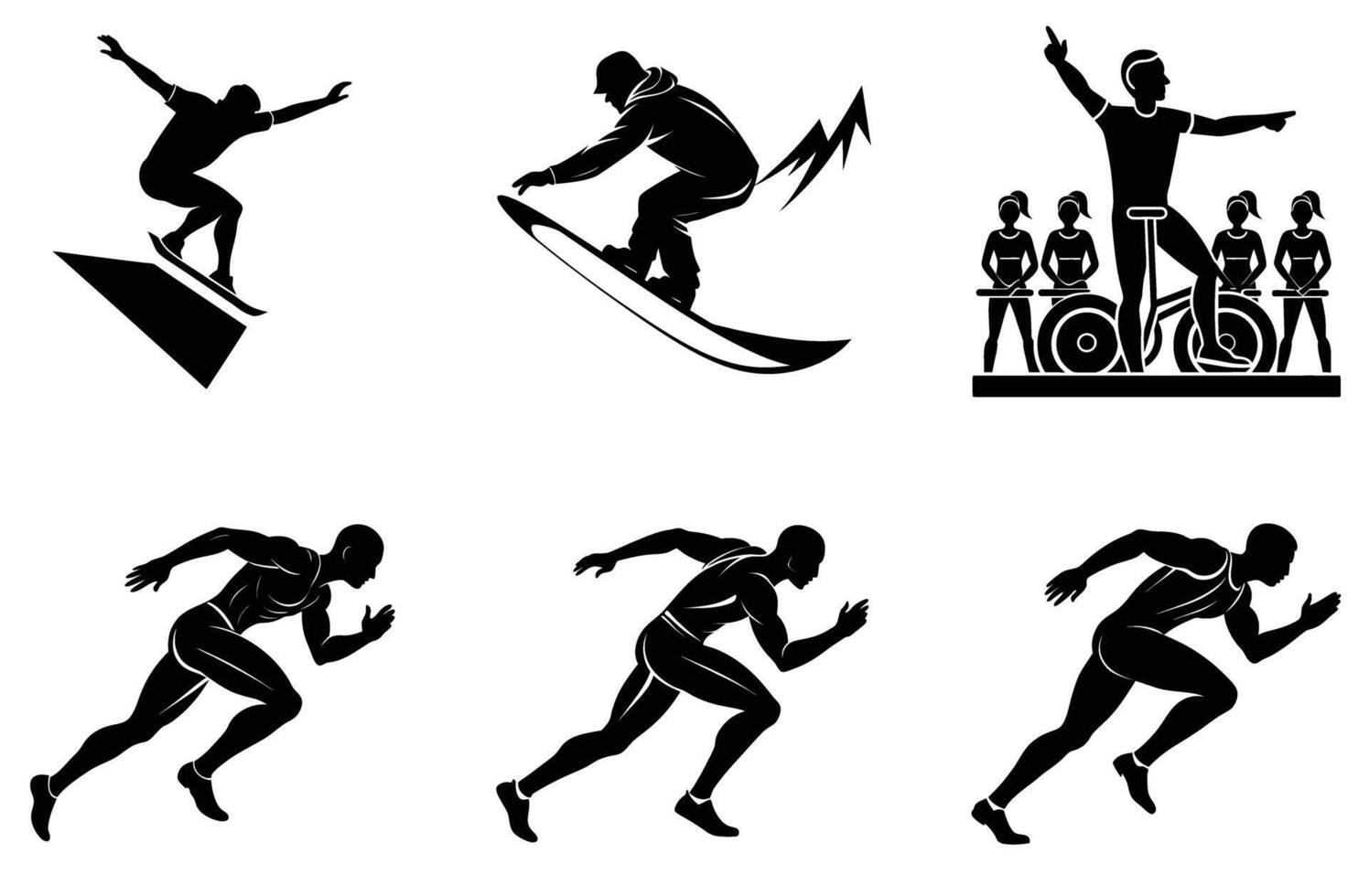 Detailed athlete silhouettes for design and creativity vector