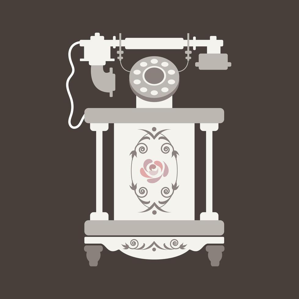 Old Fashion Antique Telephone Decor Style Vintage Retro vector