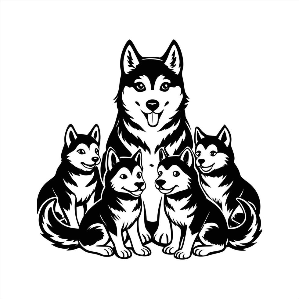 Siberian Husky Famely vector