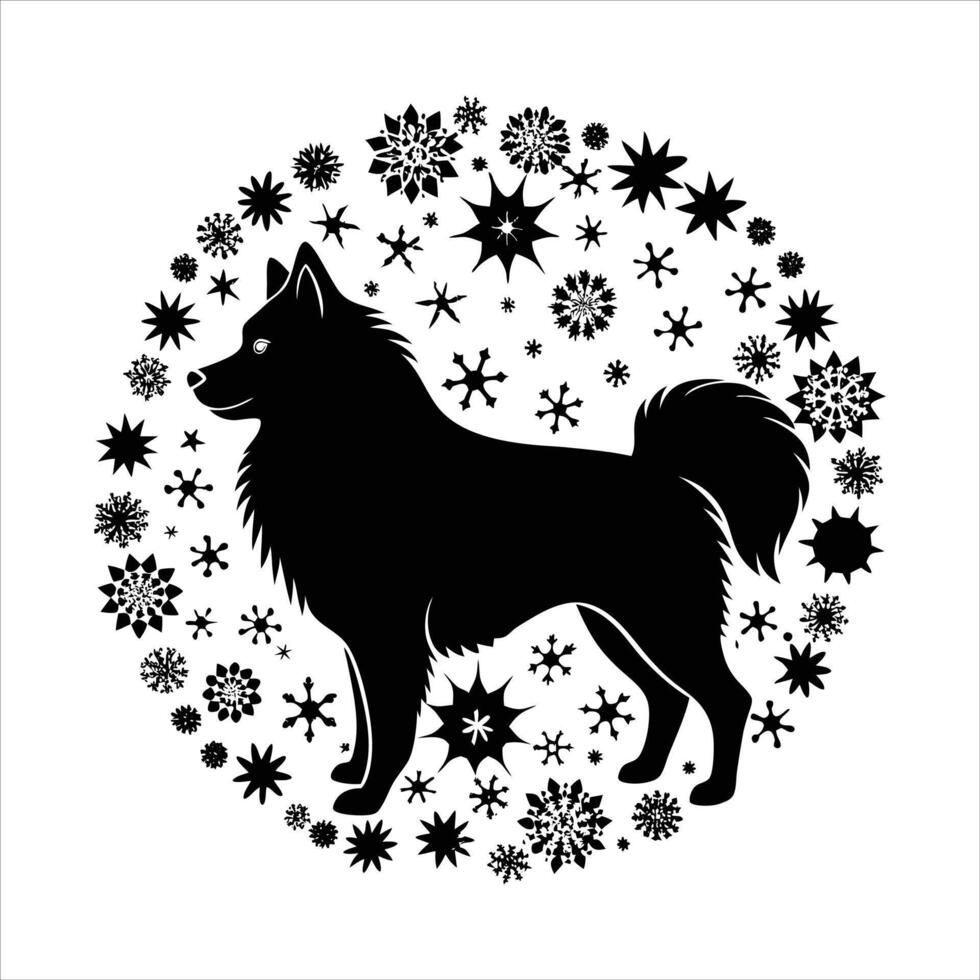 .Samoyed Dog Standing a Wintersvg vector