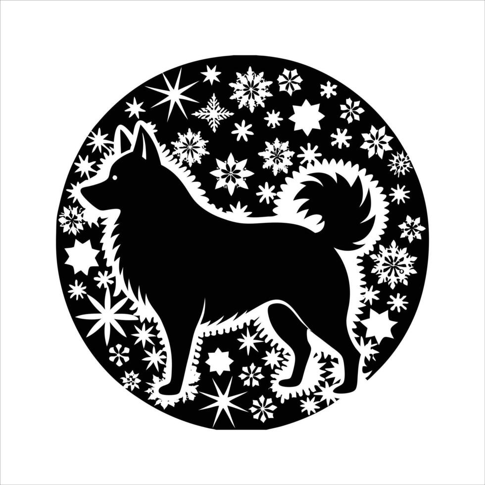 Cute Samoyed Dog Standing a Wintersvg vector