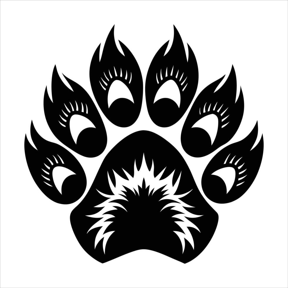 A black and white drawing of a black cat with a black tail vector