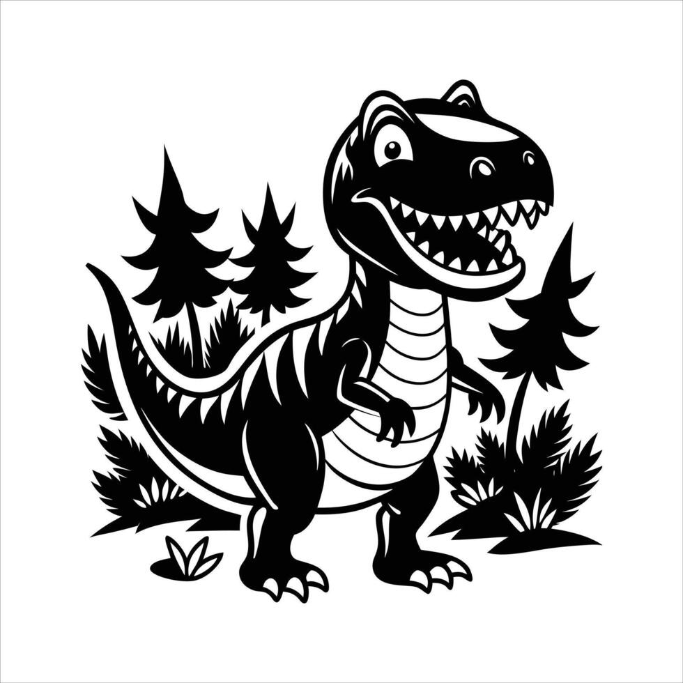 Tyrannosaurus dinosaur cartoon character sticker. vector