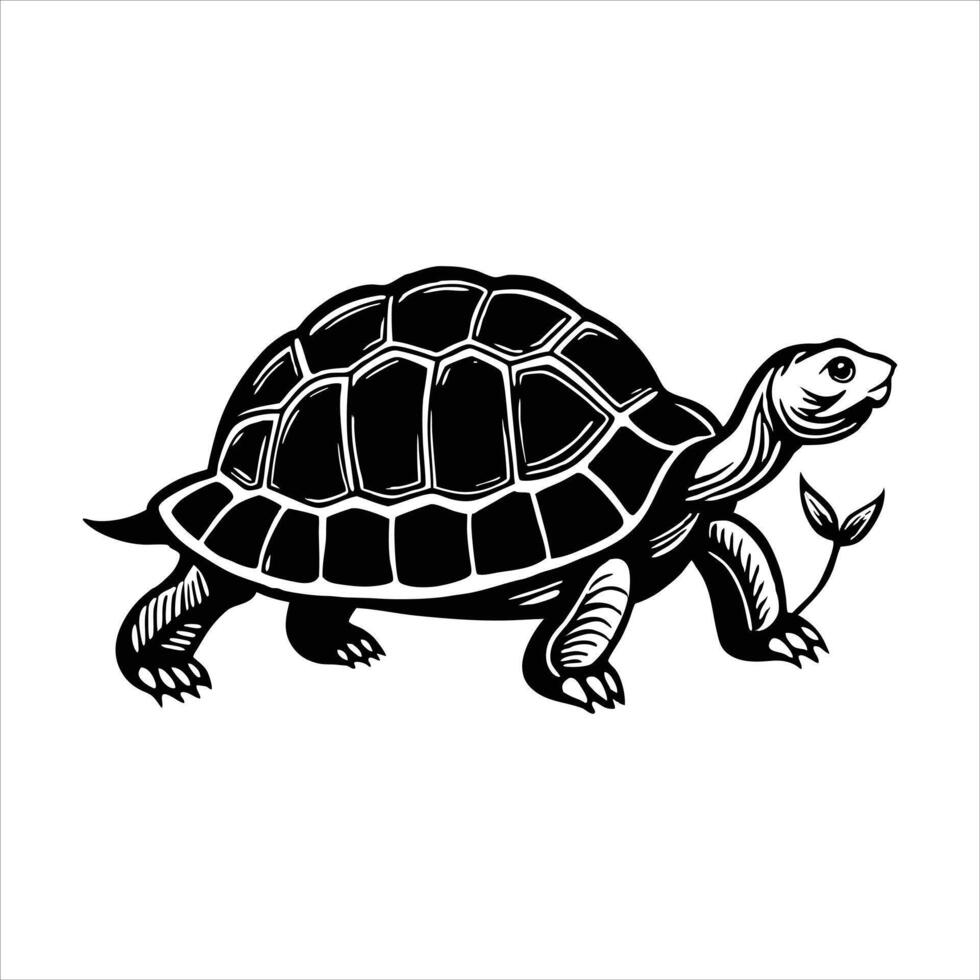 Cute turtle in forest vector