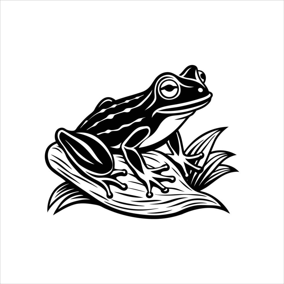 Frog On A Log Black and vector