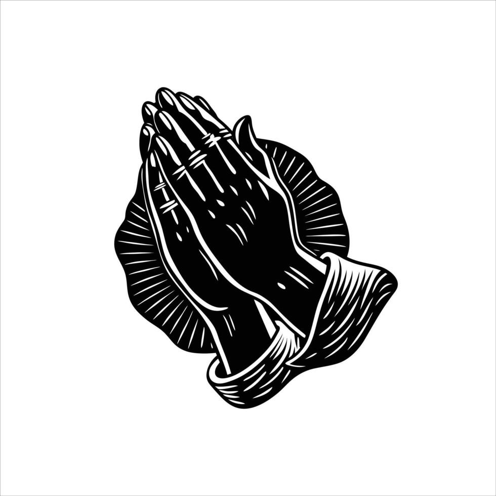 Praying Hands With Cross vector