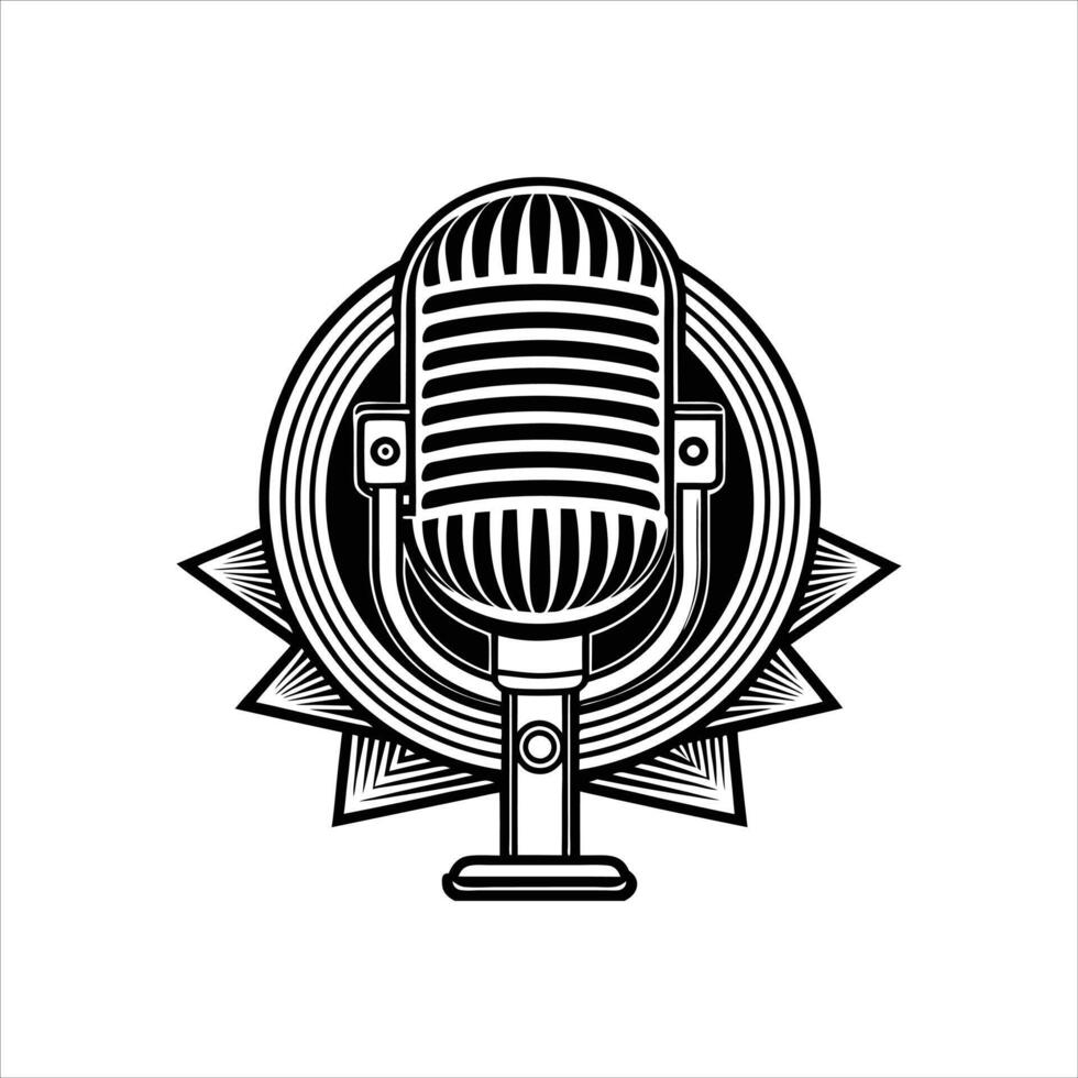 Ribbon mic Microphone Black and White vector