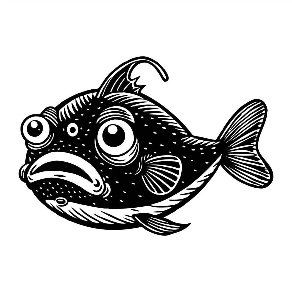 Hand drawn pufferfish cartoon illustratio vector