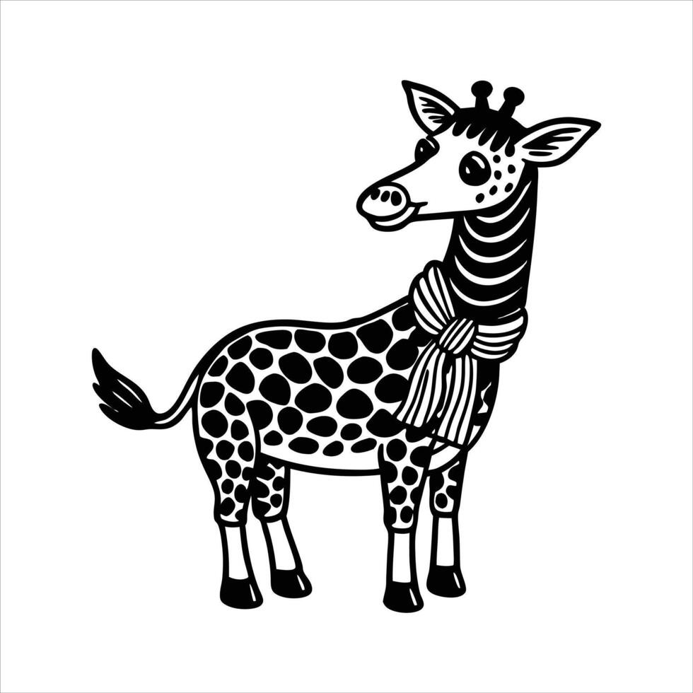 Cute giraffe reading book. vector