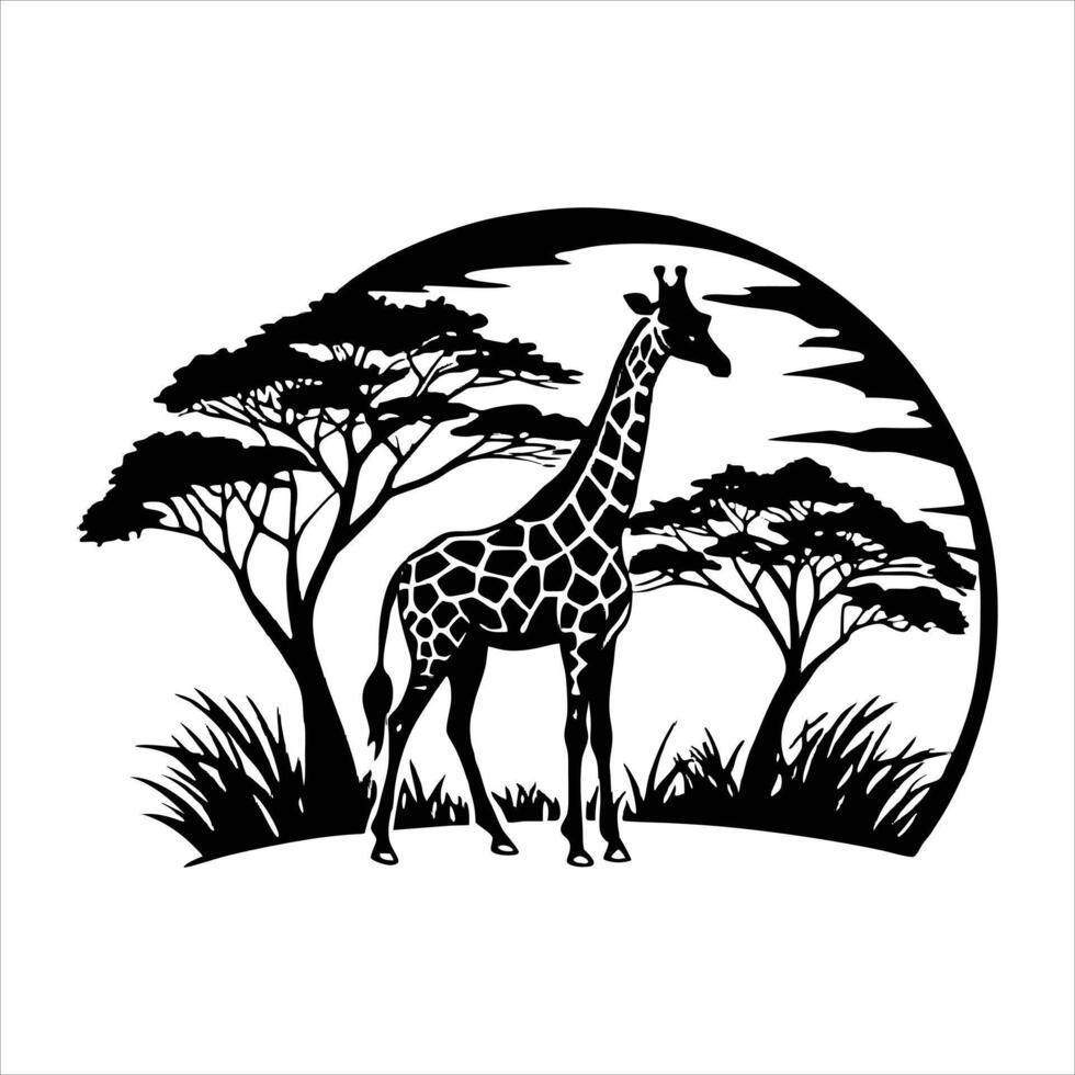 Beautiful giraffe in the wild. vector