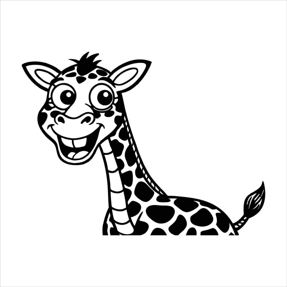 Giraffe Cartoon Character Black and White vector