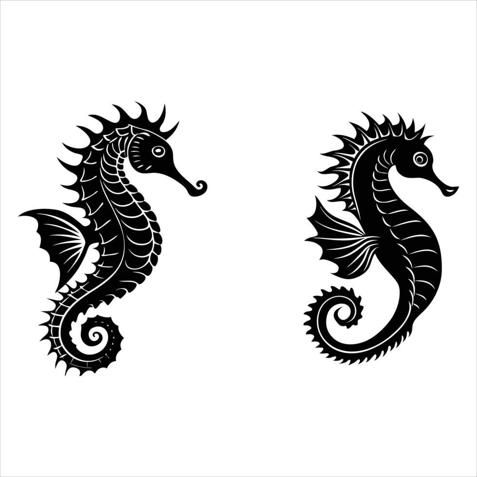 Swimming Seahorse Vectors