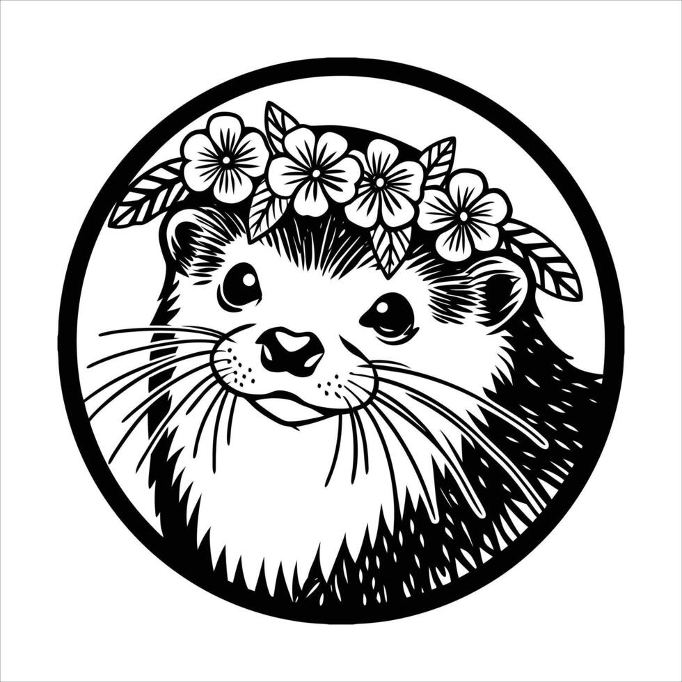 A beautiful raccoon in a wreath vector