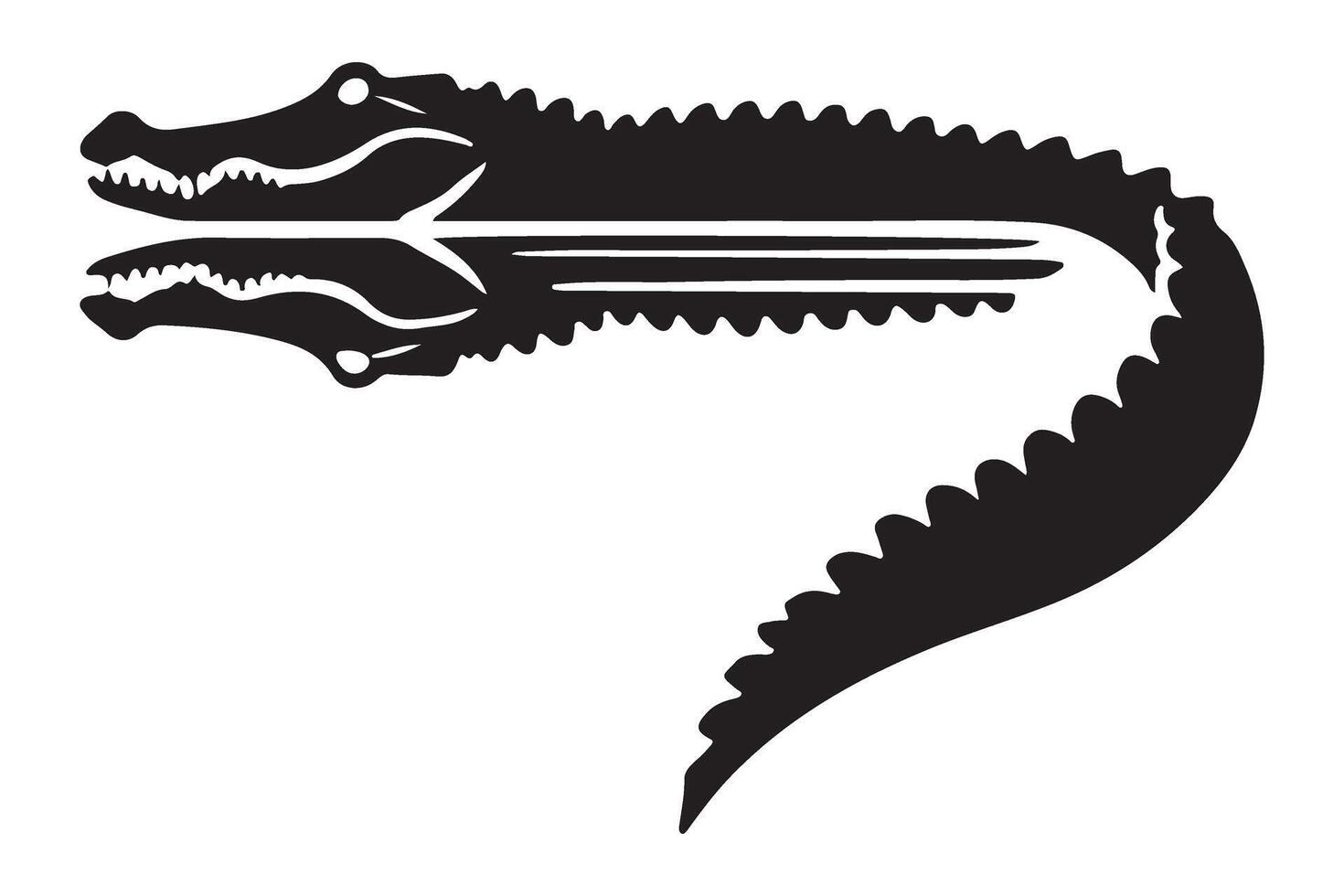 Double Headed Crocodile Silhouette Illustration vector
