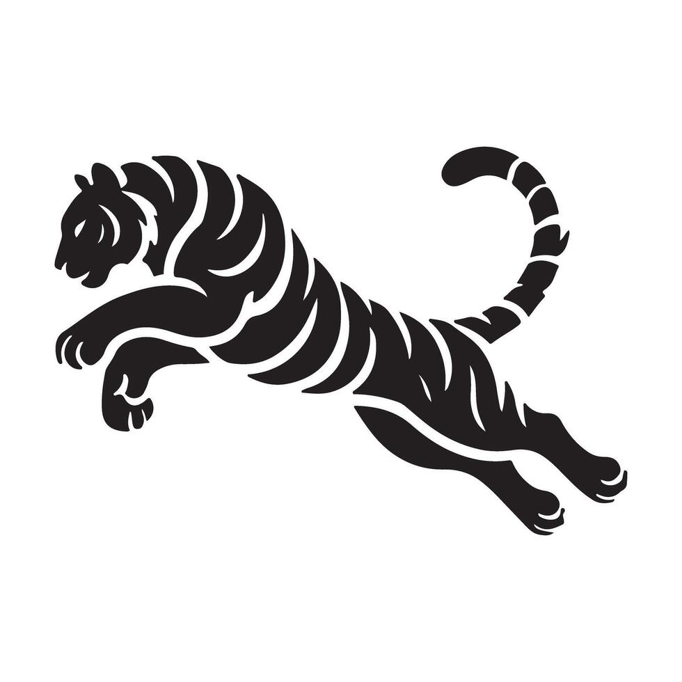 Leaping Tiger Silhouette Illustration vector