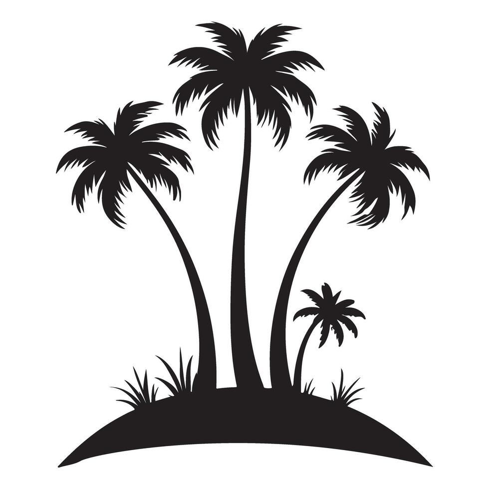 Tropical Palm Trees Silhouette Island Illustration design vector