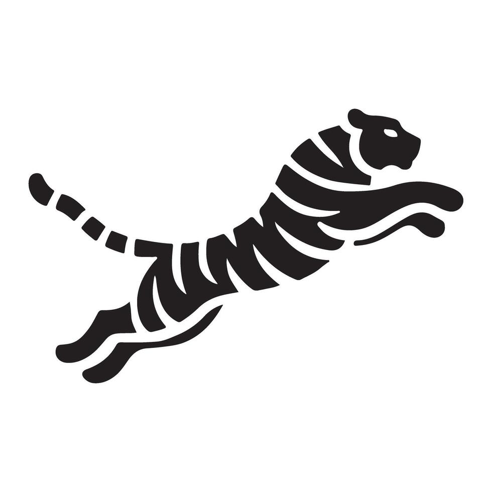 Silhouette of a Leaping Tiger vector