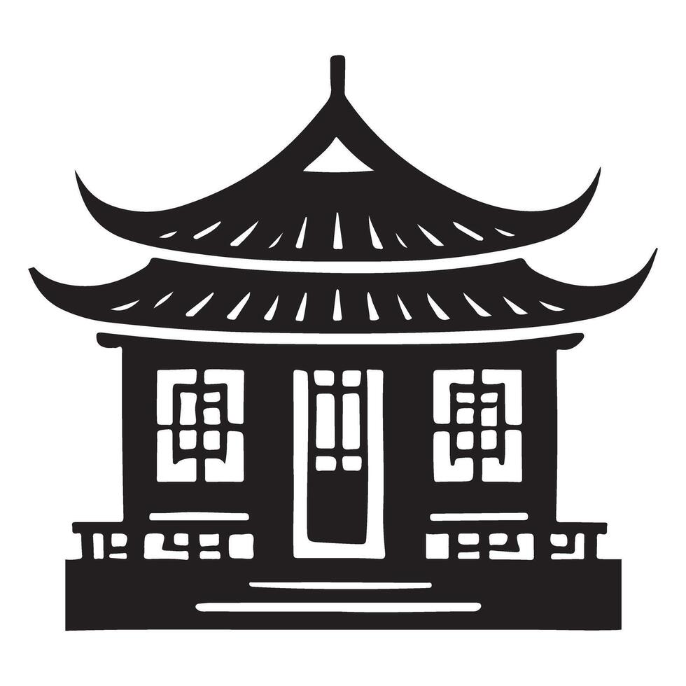 Silhouette of a Traditional Chinese Pagoda design vector