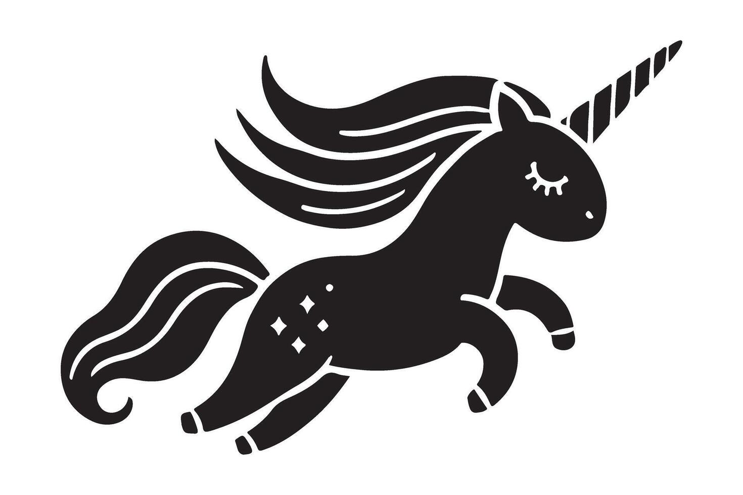 Silhouette of a Running Unicorn vector