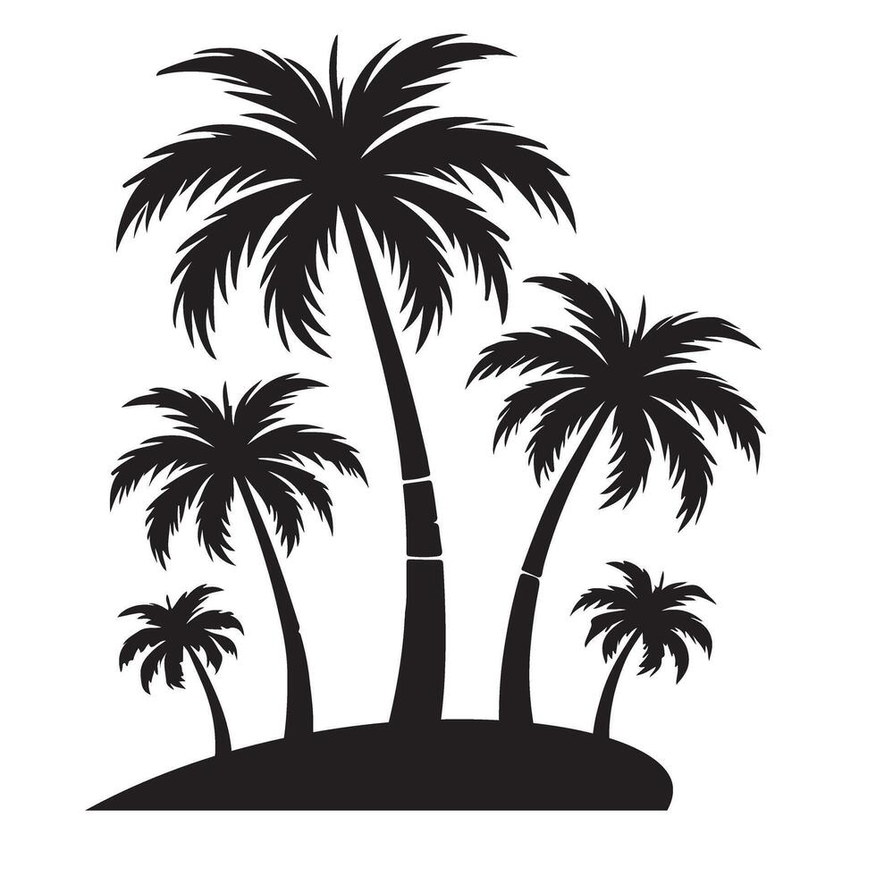 Silhouette of Palm Trees on a Tropical Island design vector