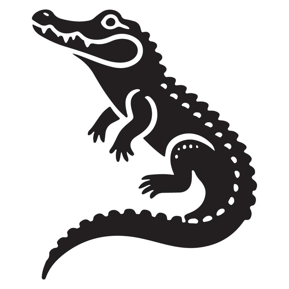 American Alligator Silhouette Reptile Graphic Design vector