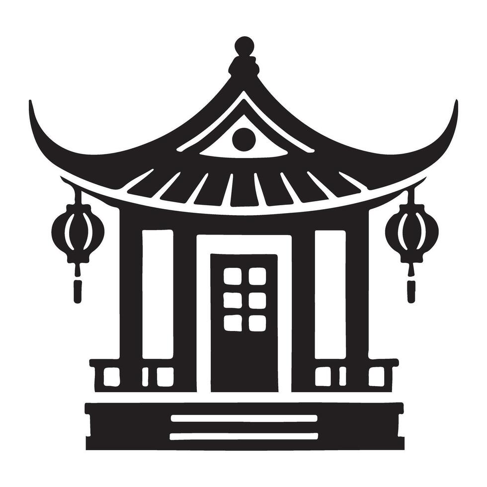 Silhouette Illustration of a Chinese Pavilion vector