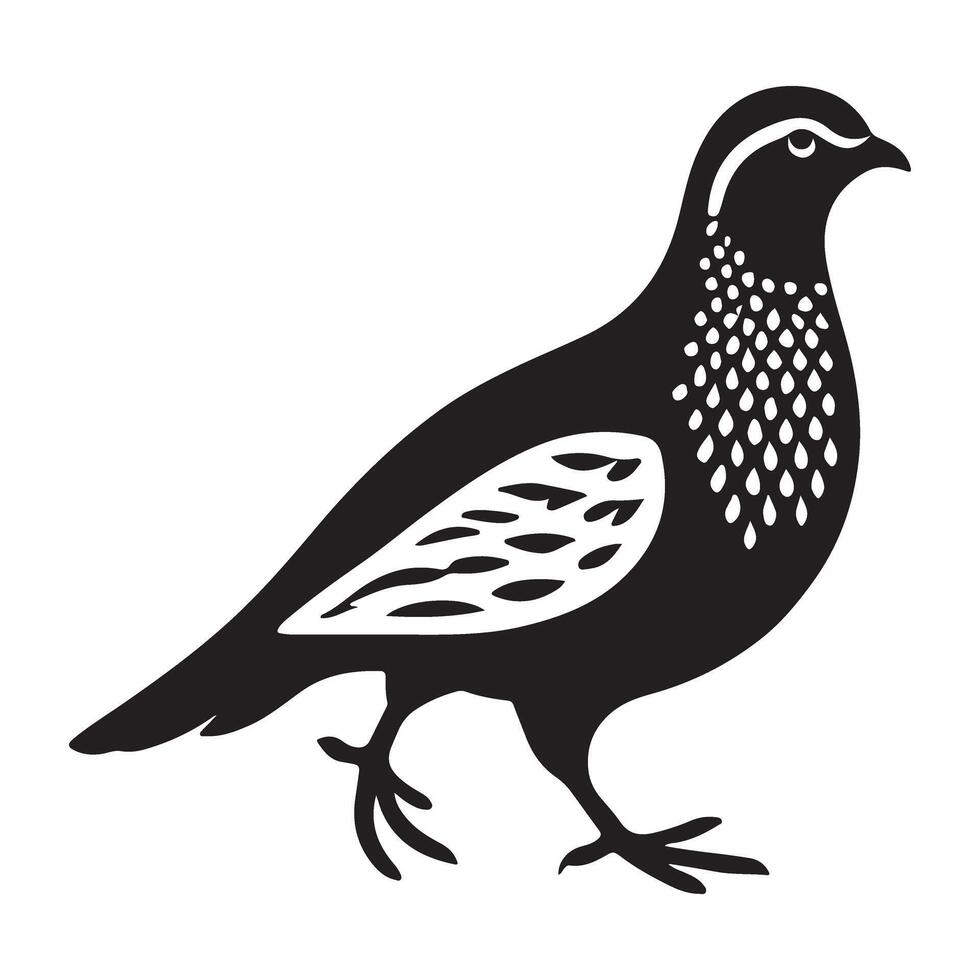 Silhouette Illustration of a Quaint Quail vector