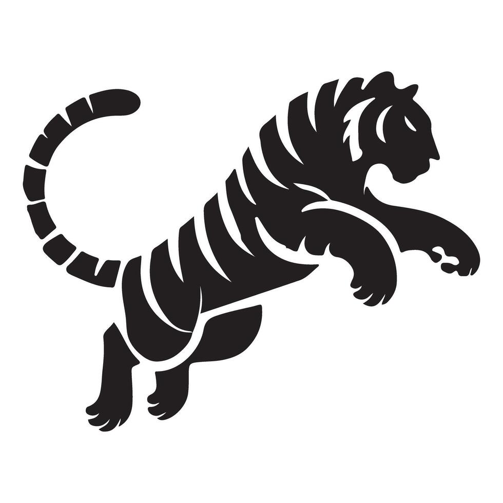 Silhouette Illustration of a Leaping Tiger vector