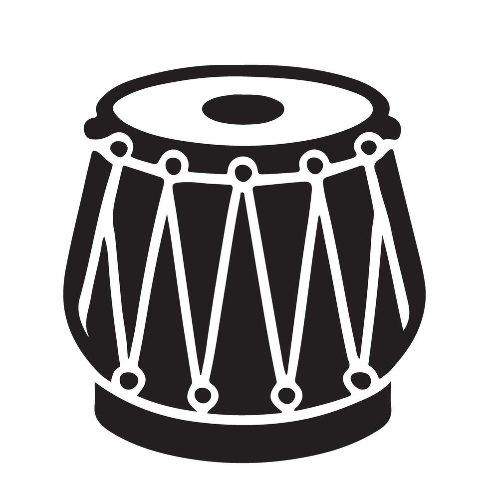 Traditional Indian Tabla Drum Musical Instrument Silhouette vector