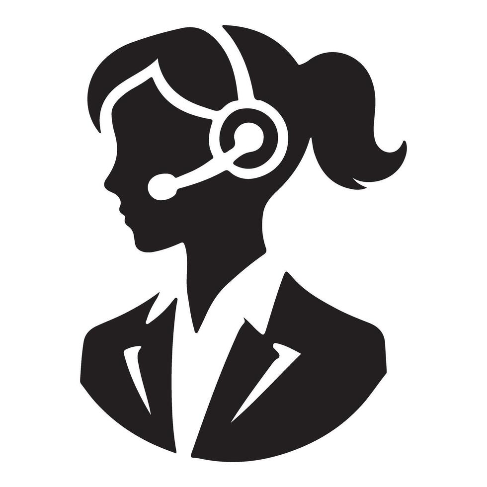 Female Customer Service Representative Silhouette Icon vector