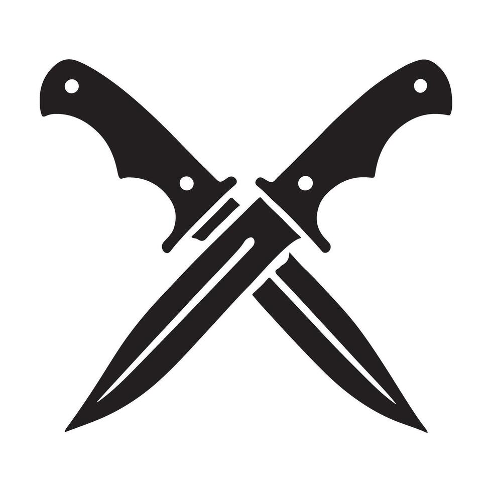 Crossed Hunting Knives Silhouette design art vector