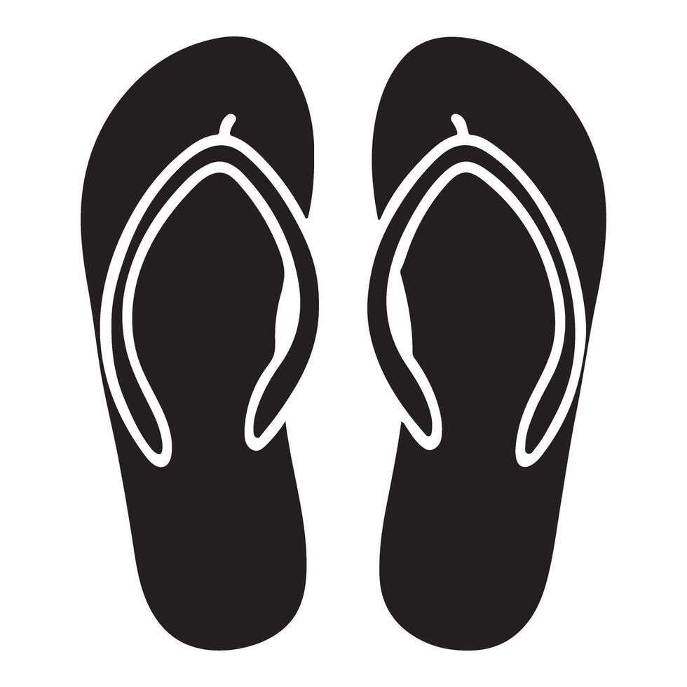 Simple Silhouette Flip Flops Summer Beach Sandals Icon vector