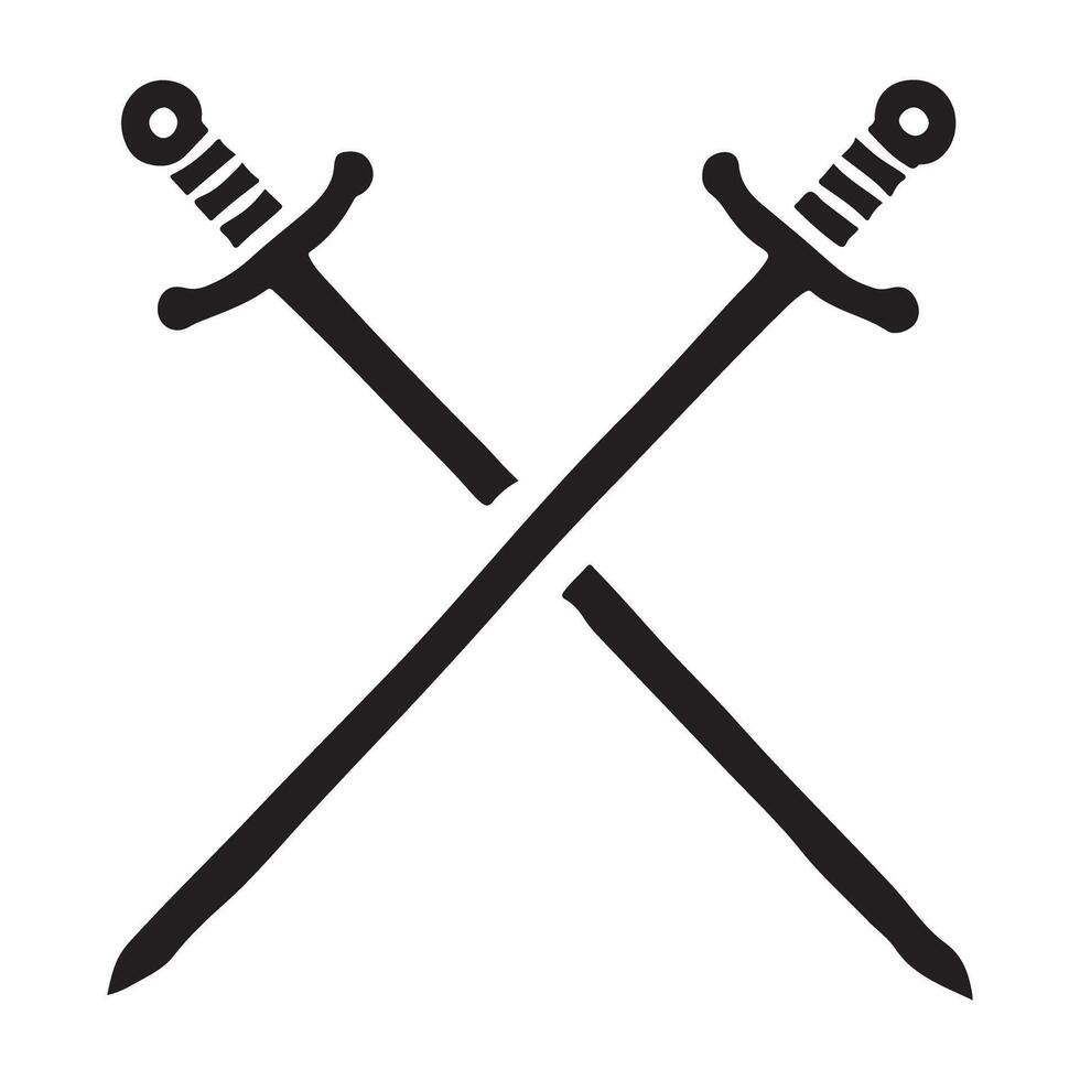 Crossed Swords Silhouette Graphic vector