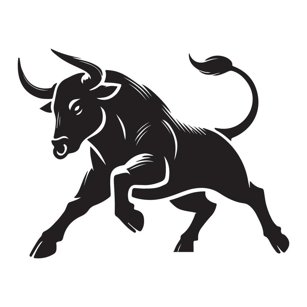 Charging Bull Silhouette Illustration vector