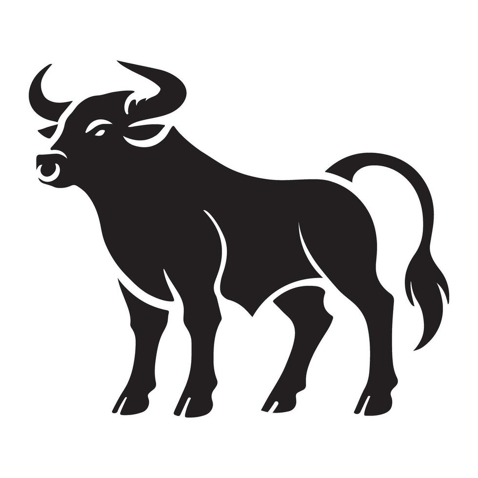 Powerful Bull Silhouette Standing Illustration vector