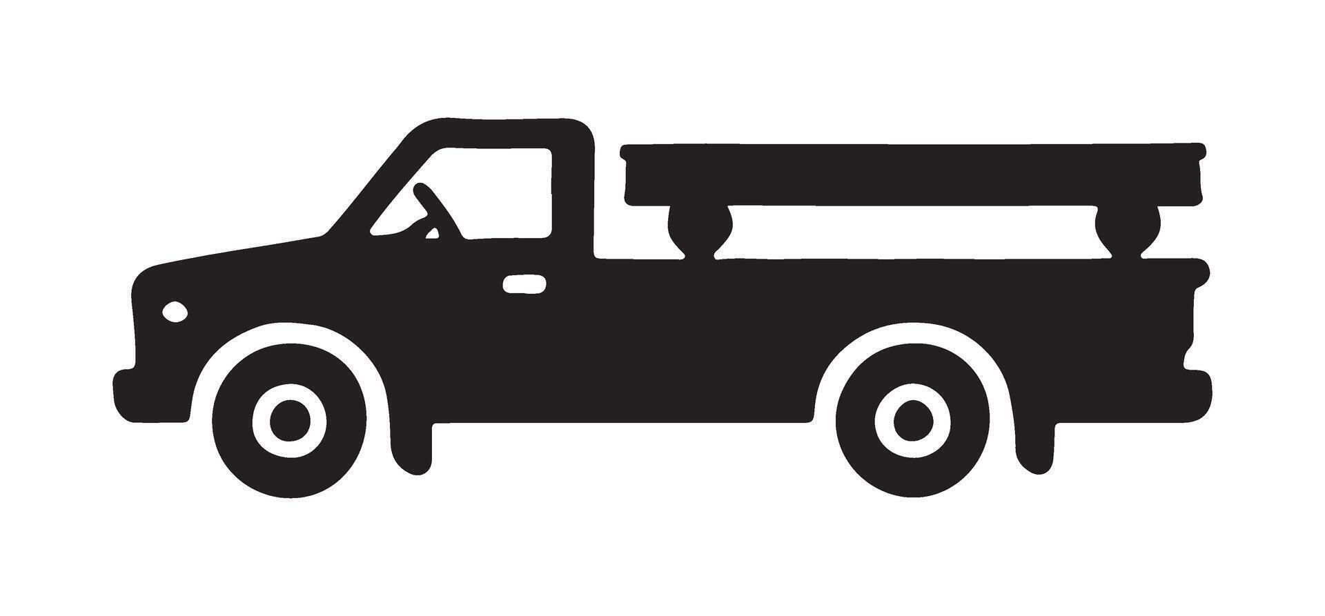 Detailed Silhouette Illustration of a Flatbed Truck vector