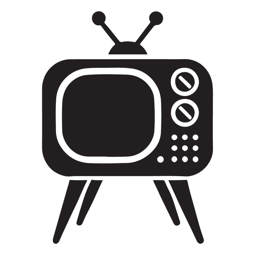 Vintage Silhouette Illustration of a Retro Television Set vector