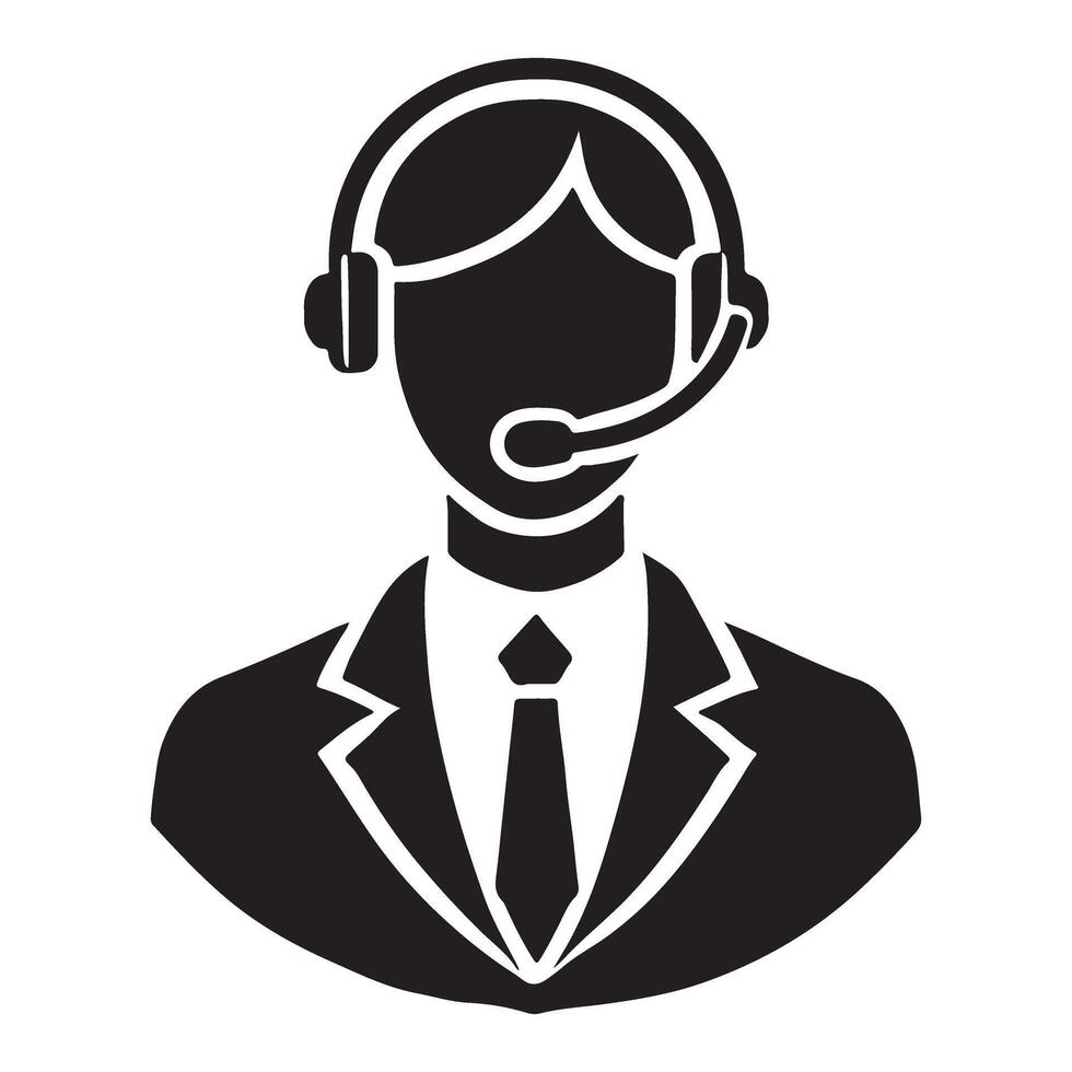 Stylish Silhouette Illustration of a Male Customer Service Representative vector