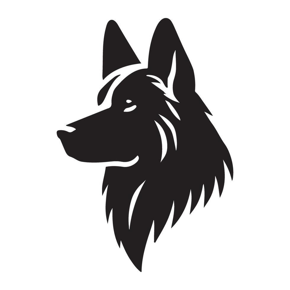 Profile Silhouette Illustration of a German Shepherd Dog vector