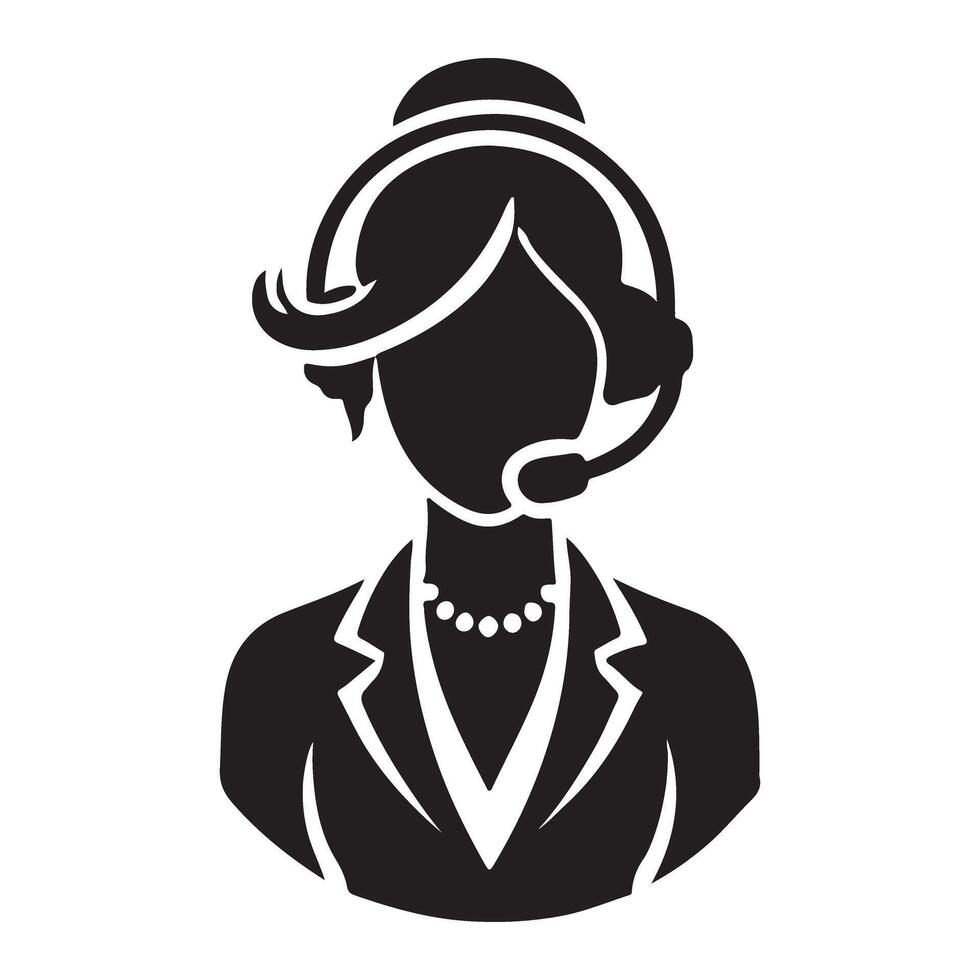 Professional Silhouette Illustration of a Female Customer Service Agent vector