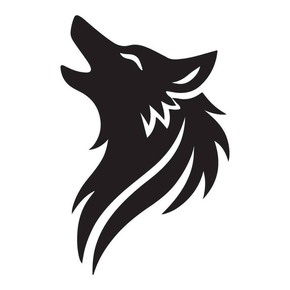 Howling Wolf Silhouette Head Illustration vector