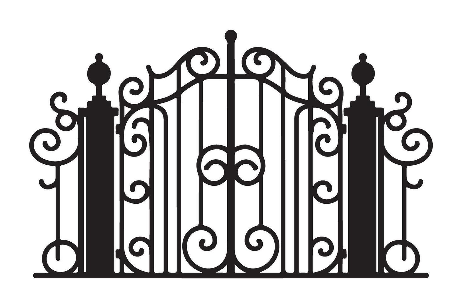 Ornate Iron Gate Silhouette design Illustration vector