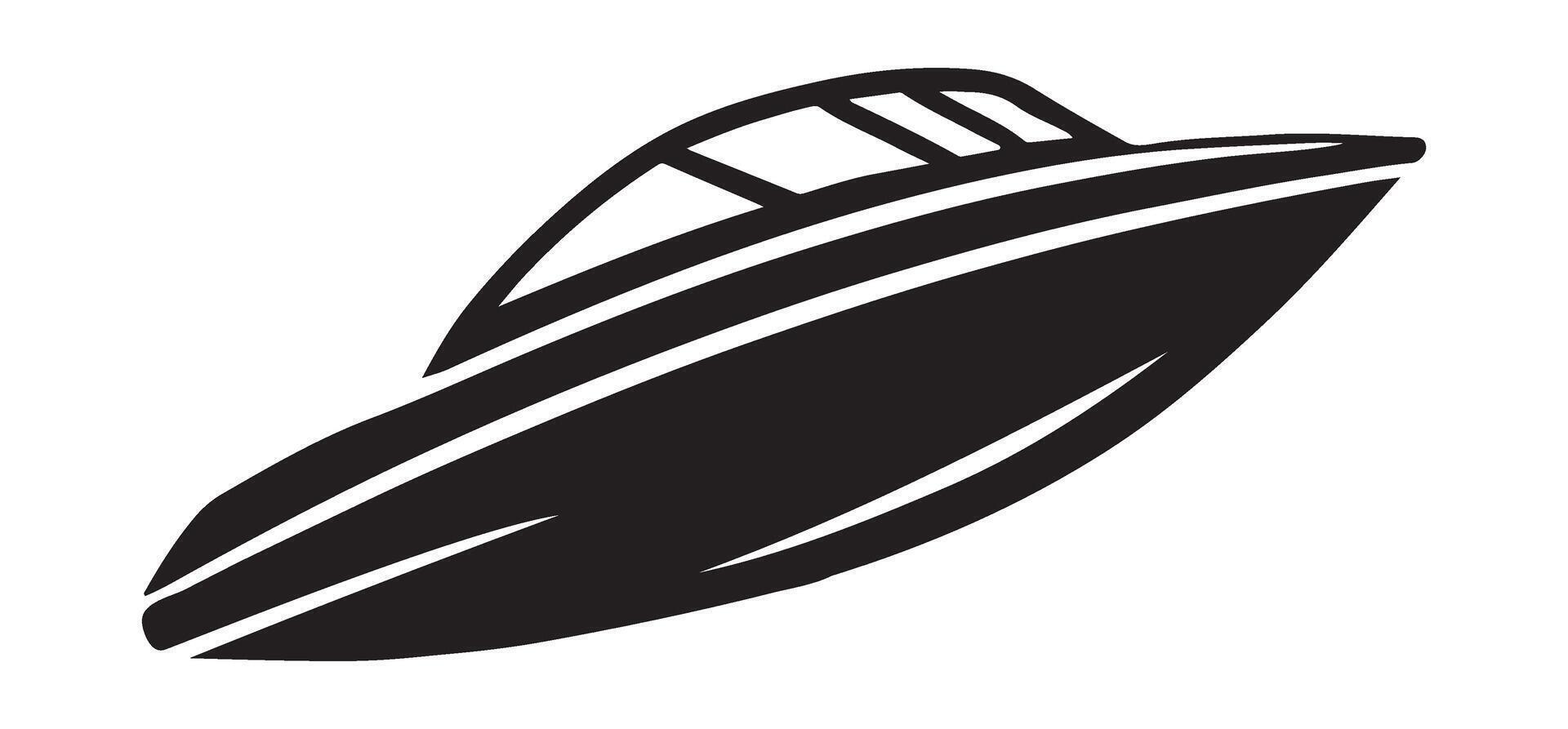 Speedboat Silhouette Illustration for Nautical Designs vector