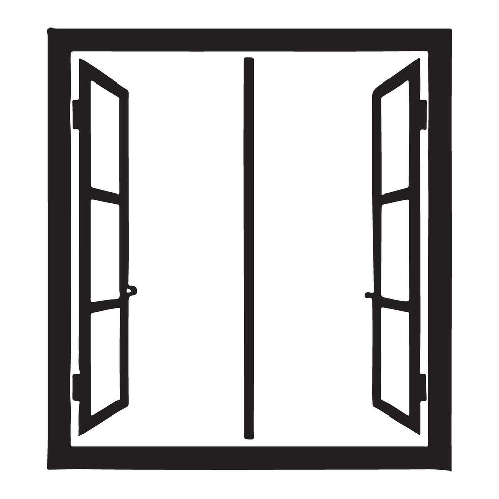 Open Double Window Silhouette Illustration for Interior Design vector