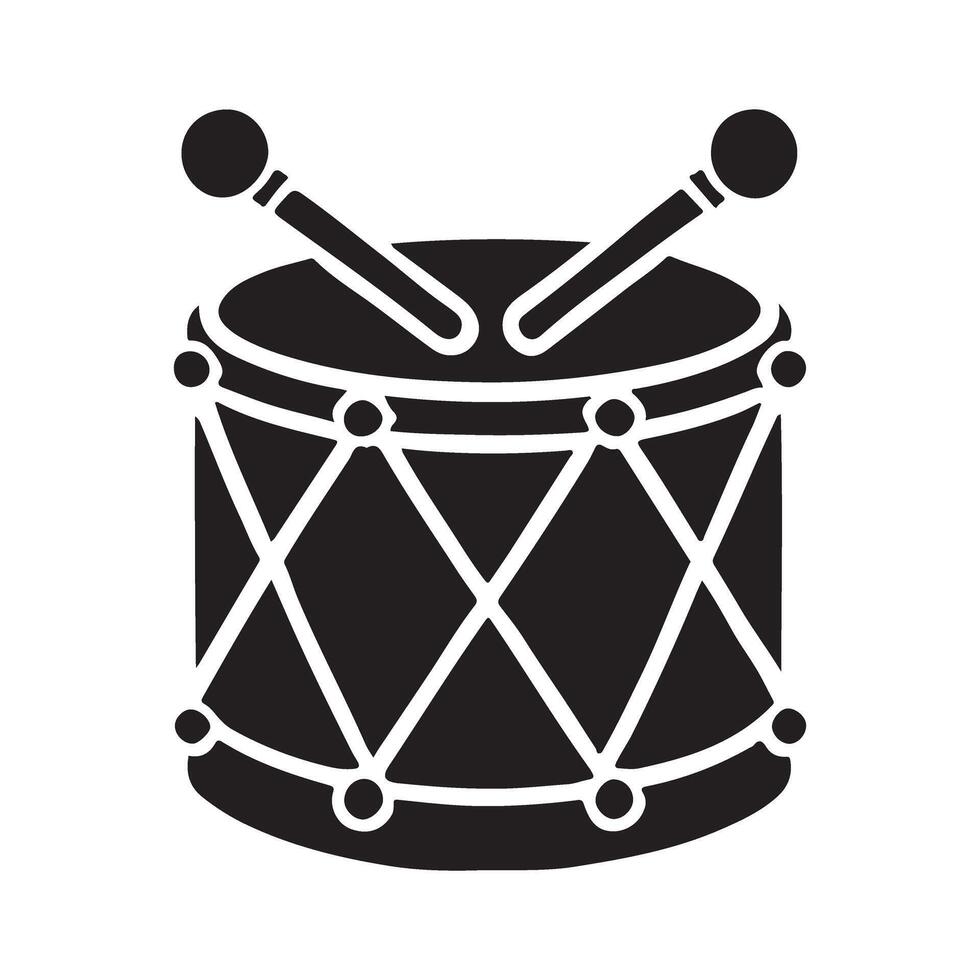 Black and White Drum Silhouette Illustration with Sticks vector