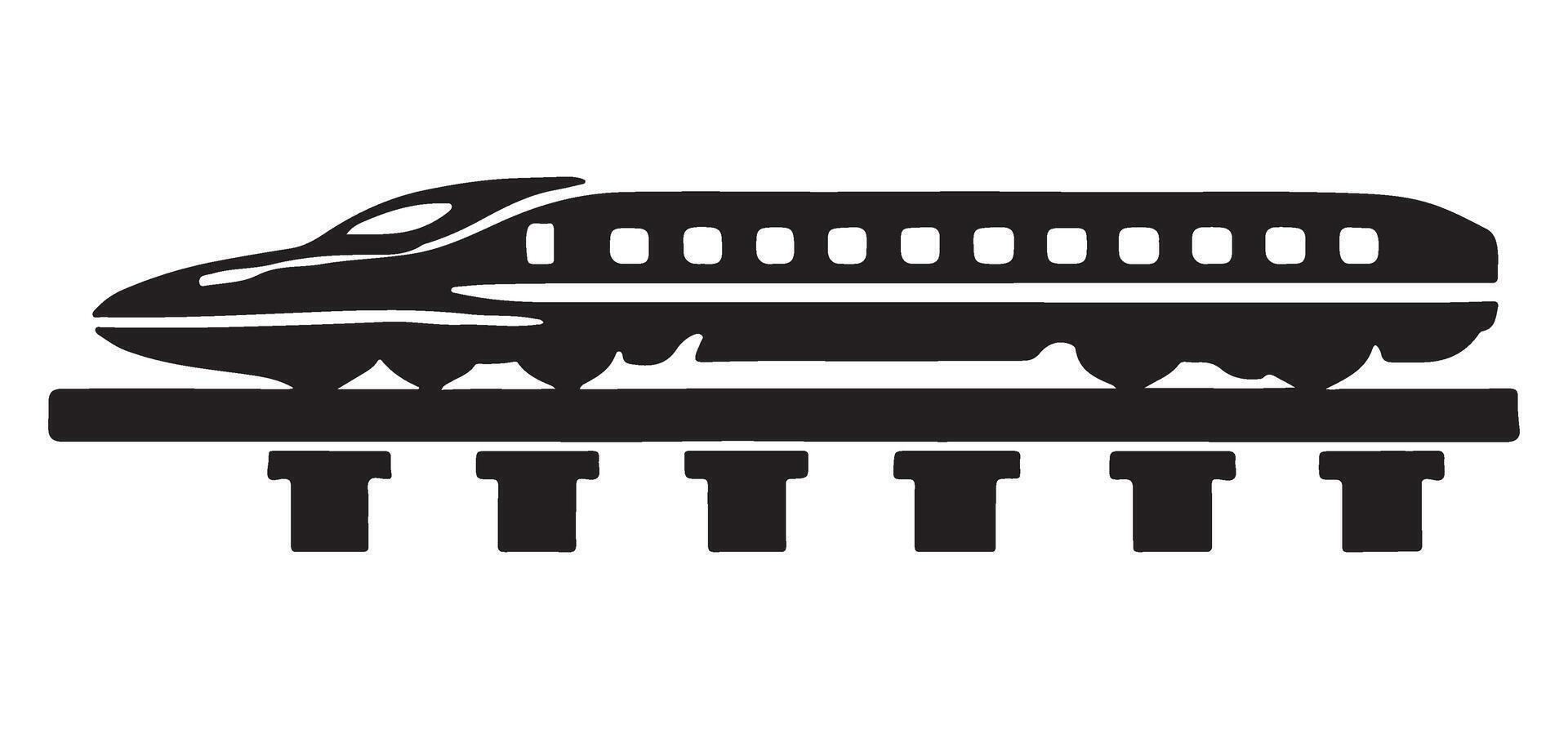 High-Speed Train Silhouette on Tracks Illustration vector