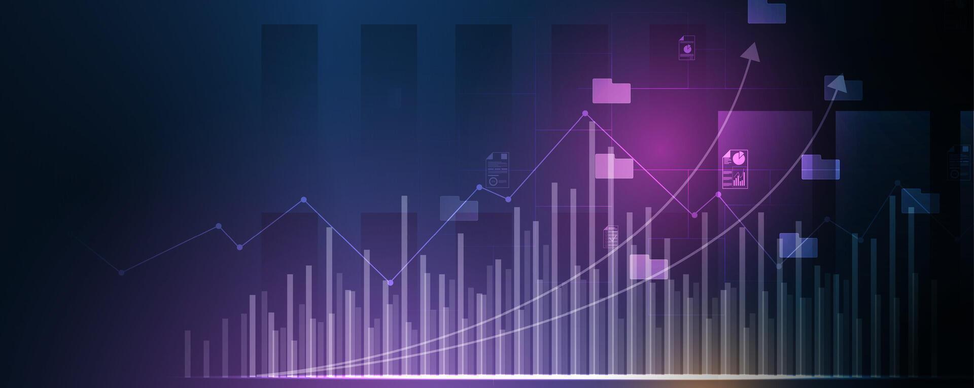 an abstract background with a graph chart and arrows vector