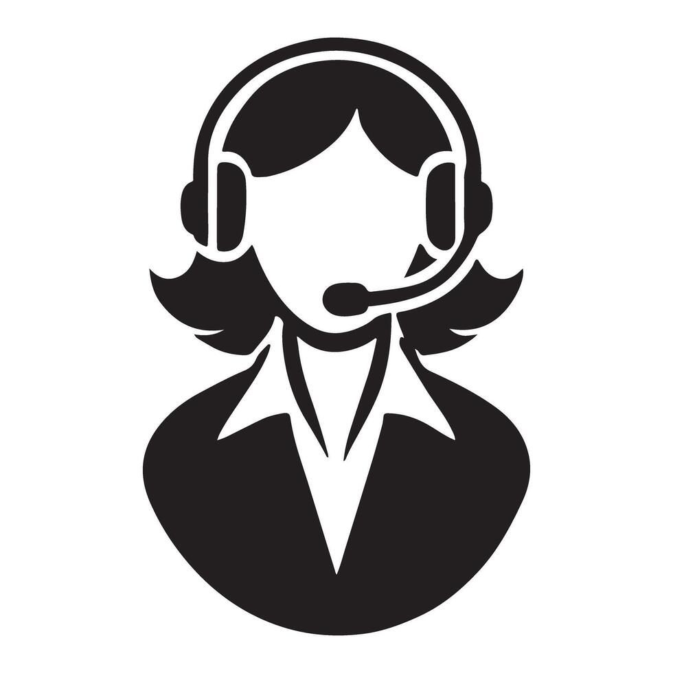 Customer Support Agent Silhouette Icon Image vector
